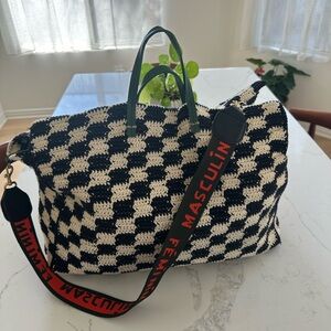 Clare V. Crochet Check Tote + Strap